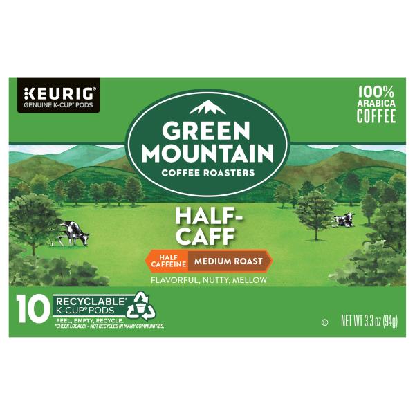 Green Mountain Coffee, 100% Arabica, Medium Roast, Half-Caff, K-Cup Pods