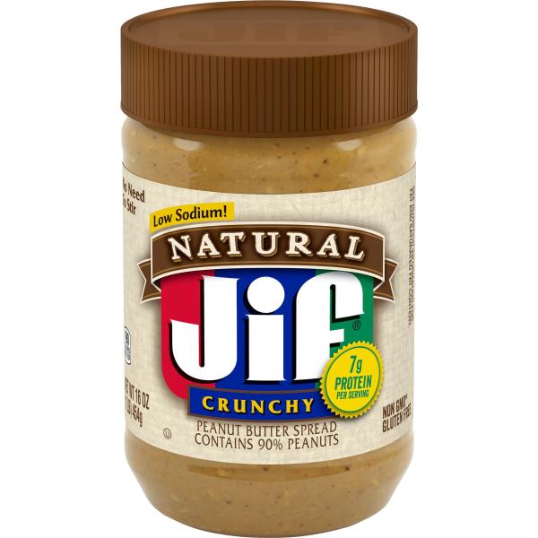 JIF Natural Crunchy Peanut Butter Spread – Contains 90% Peanuts