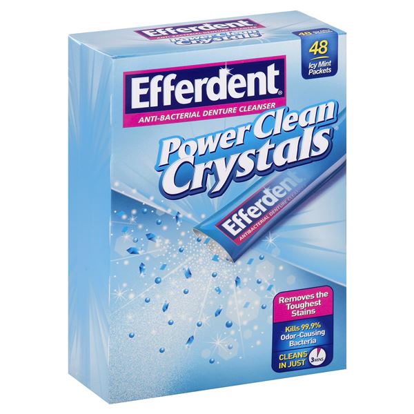 Efferdent Denture Cleanser, Anti-Bacterial, Power Clean Crystals