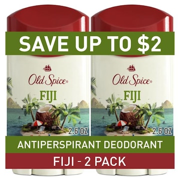 Old Spice Mind + Body Men's Antiperspirant and Deodorant, Fiji with Palm Tree, 24/7 Sweat Protection, Twin Pack, 2 x 2.6oz