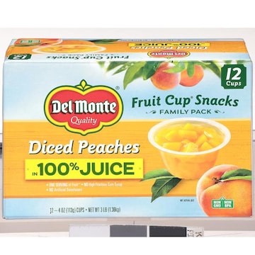 Del Monte Fruit Cup Snacks, Diced Peaches, Family Pack