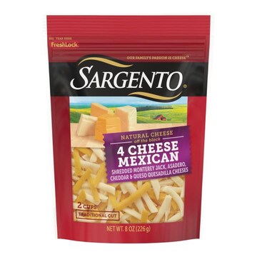 Sargento Sargento® Shredded 4 Cheese Mexican Natural Cheese, Traditional Cut, 8 oz.
