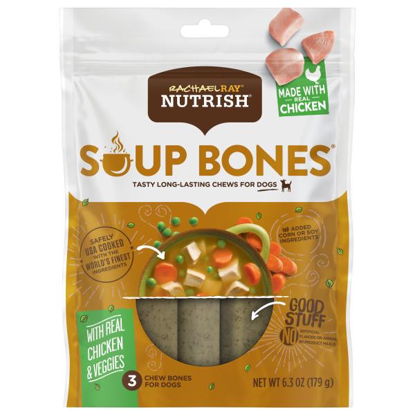 Rachael Ray Nutrish Soup Bones Chew Bones for Dogs, Chicken and Veggies