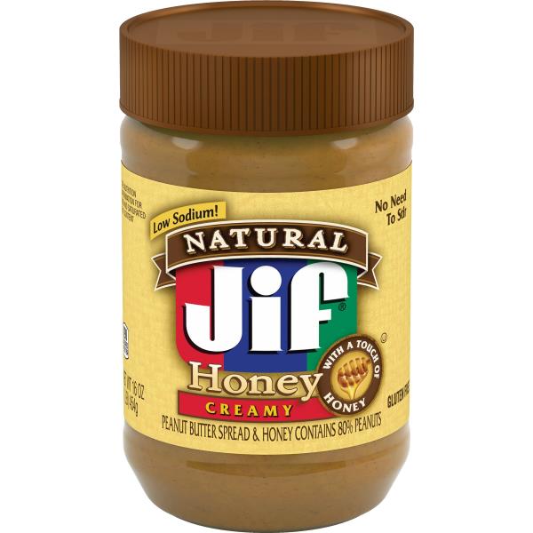 JIF Natural Creamy Peanut Butter Spread and Honey – Contains 80