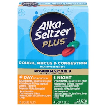 Alka-Seltzer Cough, Mucus & Congestion, Day/Night, Maximum Strength