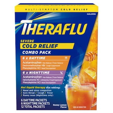 Theraflu Daytime and Nighttime Powder, Honey Lemon Flavor