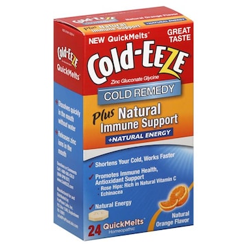 Cold-Eeze Cold Remedy, Plus Natural Immune Support, + Natural Energy, Natural Orange Flavor, QuickMelts