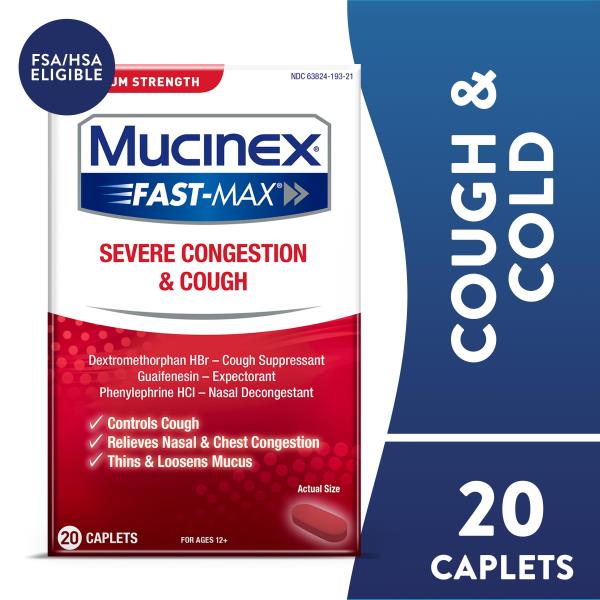 Mucinex FastMax Severe Congestion & Cough, Maximum Strength, Caplets