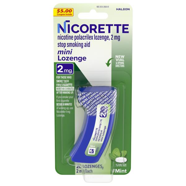 NICORETTE Mini Nicotine Lozenges to Help Stop Smoking, 2 mg, Mint ...