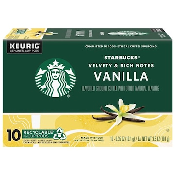 Starbucks Coffee, Ground, Vanilla Flavored, K-Cup Pods
