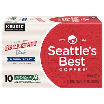 Seattle's Best Coffee Ground, Medium Roast, Breakfast Blend, K-Cup Pods