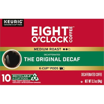 Eight O' Clock Decaffeinated Medium Roast The Original Decaf Coffee 10 - 0.33 oz K-Cup Pods