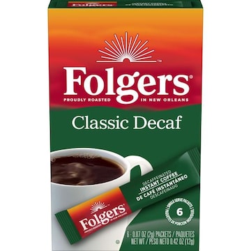Folgers Classic Decaf Instant Coffee Crystals Packets