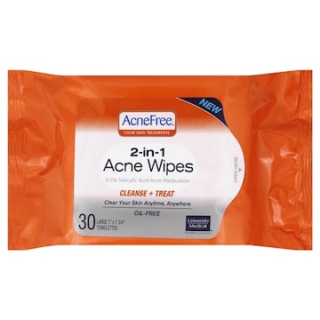 AcneFree Acne Wipes, 2-in-1, Cleanse + Treat
