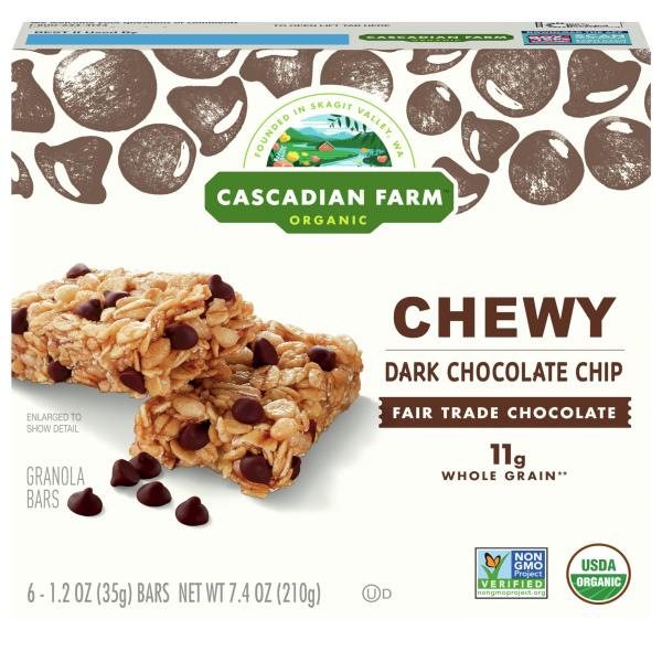 Cascadian Farm Organic Granola Bars, Dark Chocolate Chip, Chewy