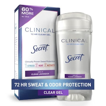 Secret Clinical Strength Clear Gel Antiperspirant and Deodorant, Clean Lavender, 2.6 oz