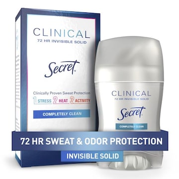 Secret Clinical Strength Invisible Solid Antiperspirant and Deodorant, Completely Clean, 1.6 oz