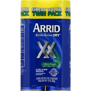 Arrid XX Antiperspirant Deodorant, Ultra Clear Aerosol, Ultra Fresh, Twin Pack