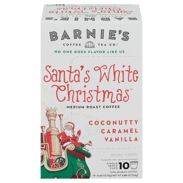 Barnie's Coffee & Tea Co. Coffee, Medium Roast, Santa's White Christmas, Single Serve Cups