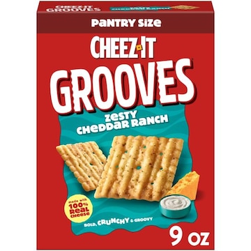 Cheez-It Grooves Cheese Crackers Zesty Cheddar Ranch, Crunchy Snack Crackers