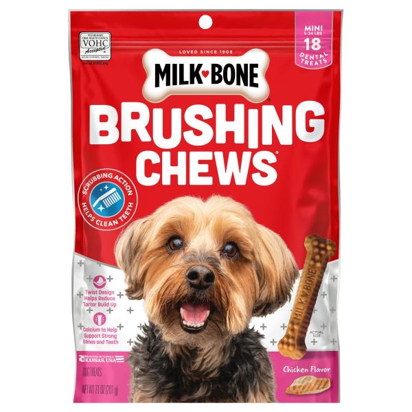 MilkBone Brushing Chews Dog Treats, Chicken Flavor, Mini Publix