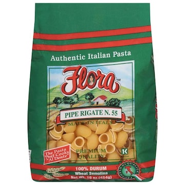 Flora Pasta, Authentic Italian, Pipe Rigate N. 55, 100% Durum Wheat Semolina