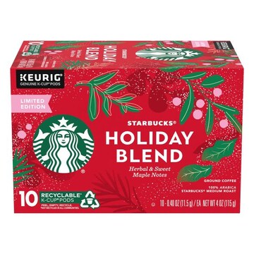 Starbucks Coffee, Ground, Medium Roast, Holiday Blend, K-Cup Pods