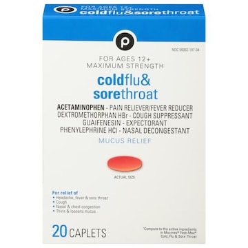 Publix Cold Flu & Sore Throat, Maximum Strength, Caplets