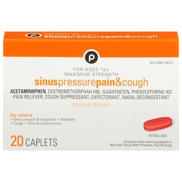 Publix Sinus Pressure Pain & Cough, Maximum Strength, Caplets