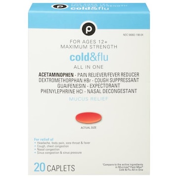 Publix Cold & Flu, All In One, Maximum Strength, Caplets