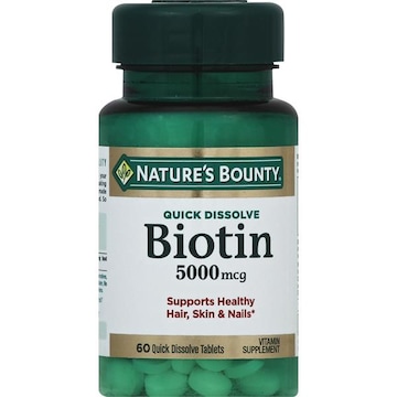 Nature's Bounty Biotin, Quick Dissolve, 5000 mcg, Quick Dissolve Tablets, Natural Strawberry Flavor