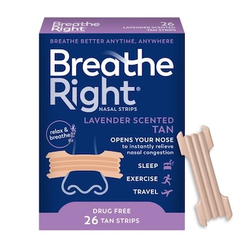 Breathe Right Nasal Strips, Lavender Scented, Tan