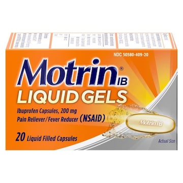 Motrin Ibuprofen Capsules, 200 mg, Liquid Gels