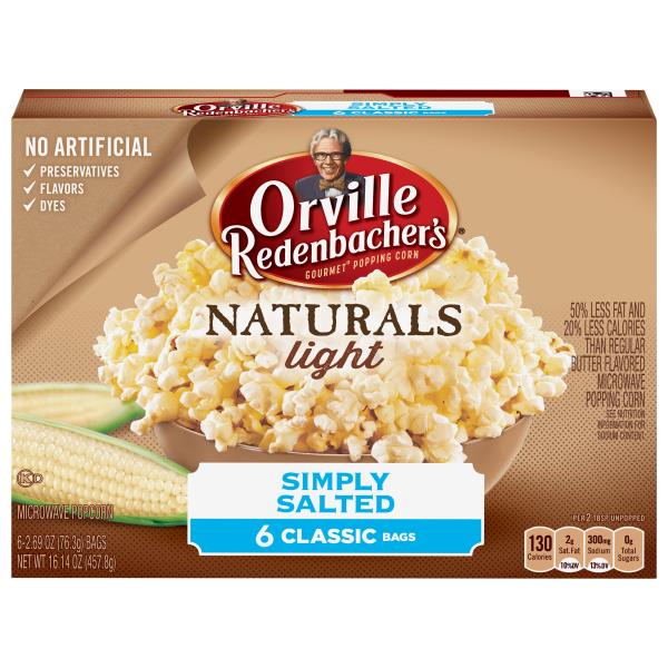 Orville Redenbacher's Microwave Popcorn, Naturals, Light, Simply Salted