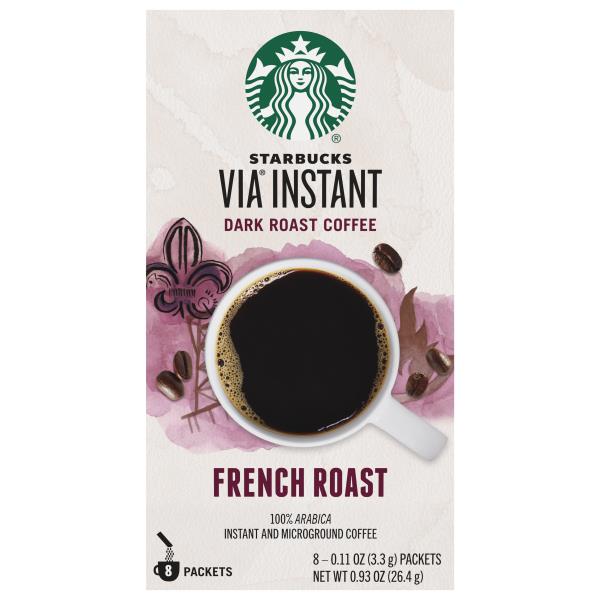 Starbucks Via Instant Coffee, 100 Arabica, Dark Roast, French Roast