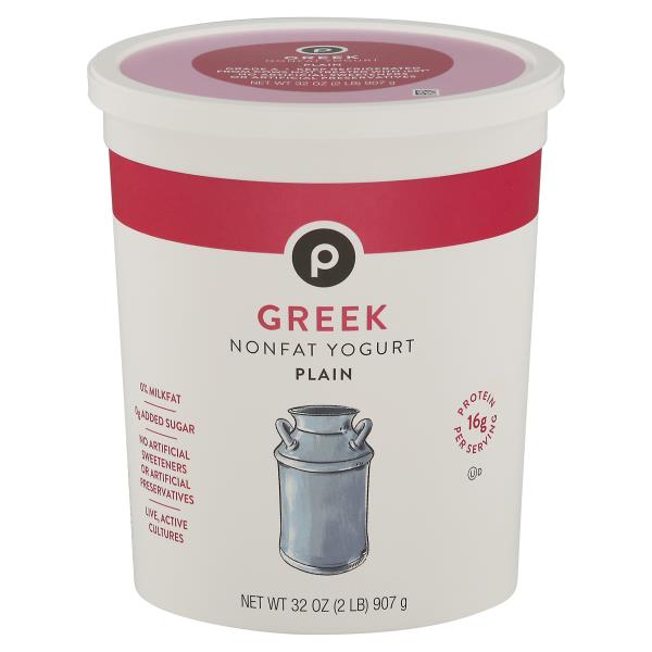 Publix Yogurt, Nonfat, Greek, Plain Publix Super Markets