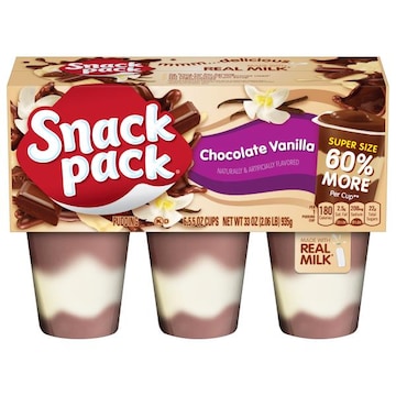Snack Pack Pudding, Chocolate Vanilla, Super Size