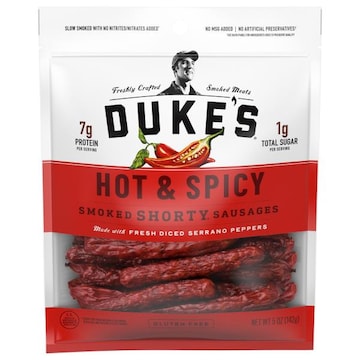 Duke's Shorty Sausages, Smoked, Hot & Spicy