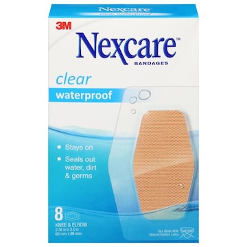 Nexcare Bandages, Knee & Elbow, Clear, Waterproof