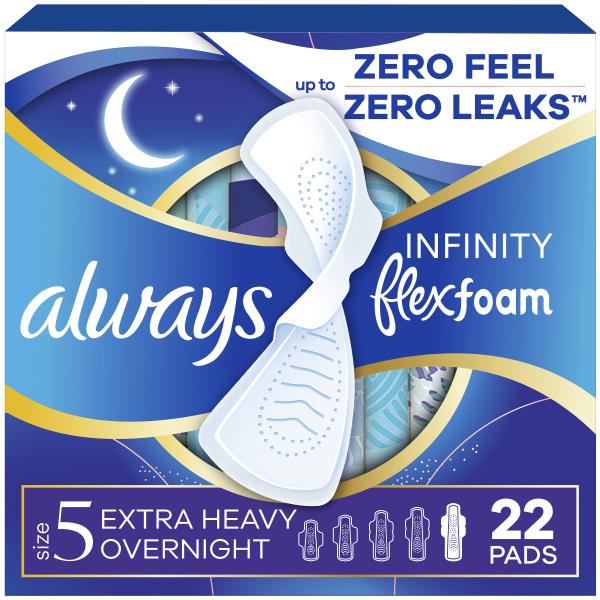 Always Infinity Pads, Size 5, Extra Heavy Overnight, with Wings Always Infinity Pads, Size 5, Extra Heavy Overnight, with Wings