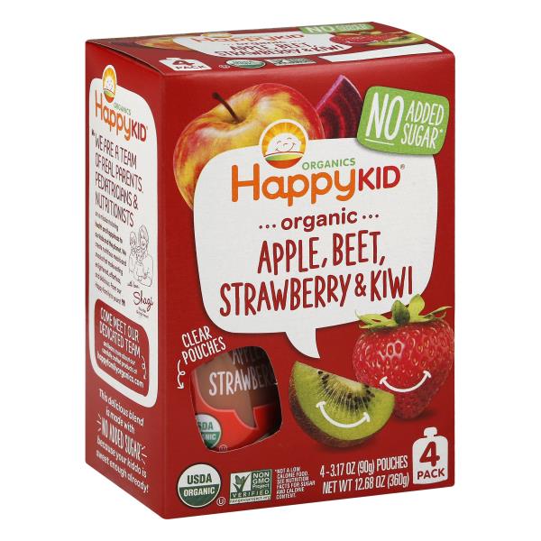 Happy Kid Organics Apple, Beet, Strawberry & Kiwi, Organic, 4 Pack Publix Super Markets