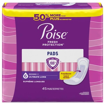 Poise Fresh Protection Pads, 6 Ultimate, Long