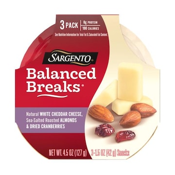 Sargento Balanced Breaks® Snacks Natural White Cheddar Cheese, Sea-Salted Roasted Almonds and Dried Cranberries, 3-Pack