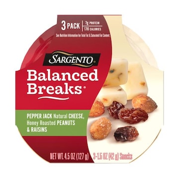 Sargento Balanced Breaks® Pepper Jack Natural Cheese, Honey Roasted Peanuts and Raisins, 3-Pack