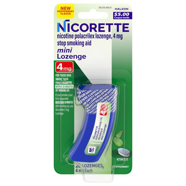 Nicorette Lozenge Peppermint Flavor 4 mg Mini Stop Smoking Aid