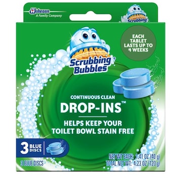Scrubbing Bubbles Continuous Clean Drop-Ins, Blue Cleaning Discs for Toilet Tank, 3 Count