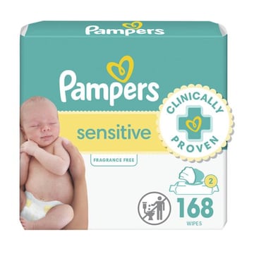 Pampers Sensitive Baby Wipes Perfume Free 2X Pop-Top Packs