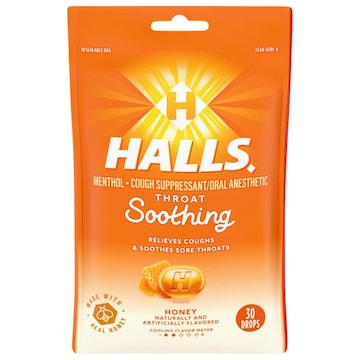Halls Cough Suppressant/Oral Anesthetic, Menthol, Honey, Soothing