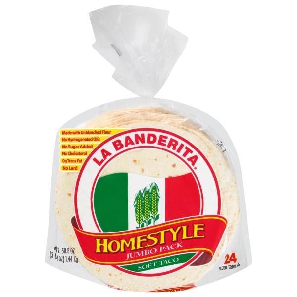 La Banderita Flour Tortillas, Soft Taco, Homestyle, Jumbo Pack Publix Super Markets