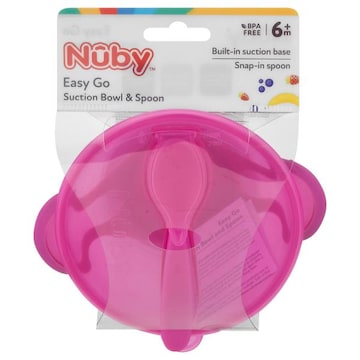 Nuby Suction Bowl & Spoon, Easy Go, 6m+